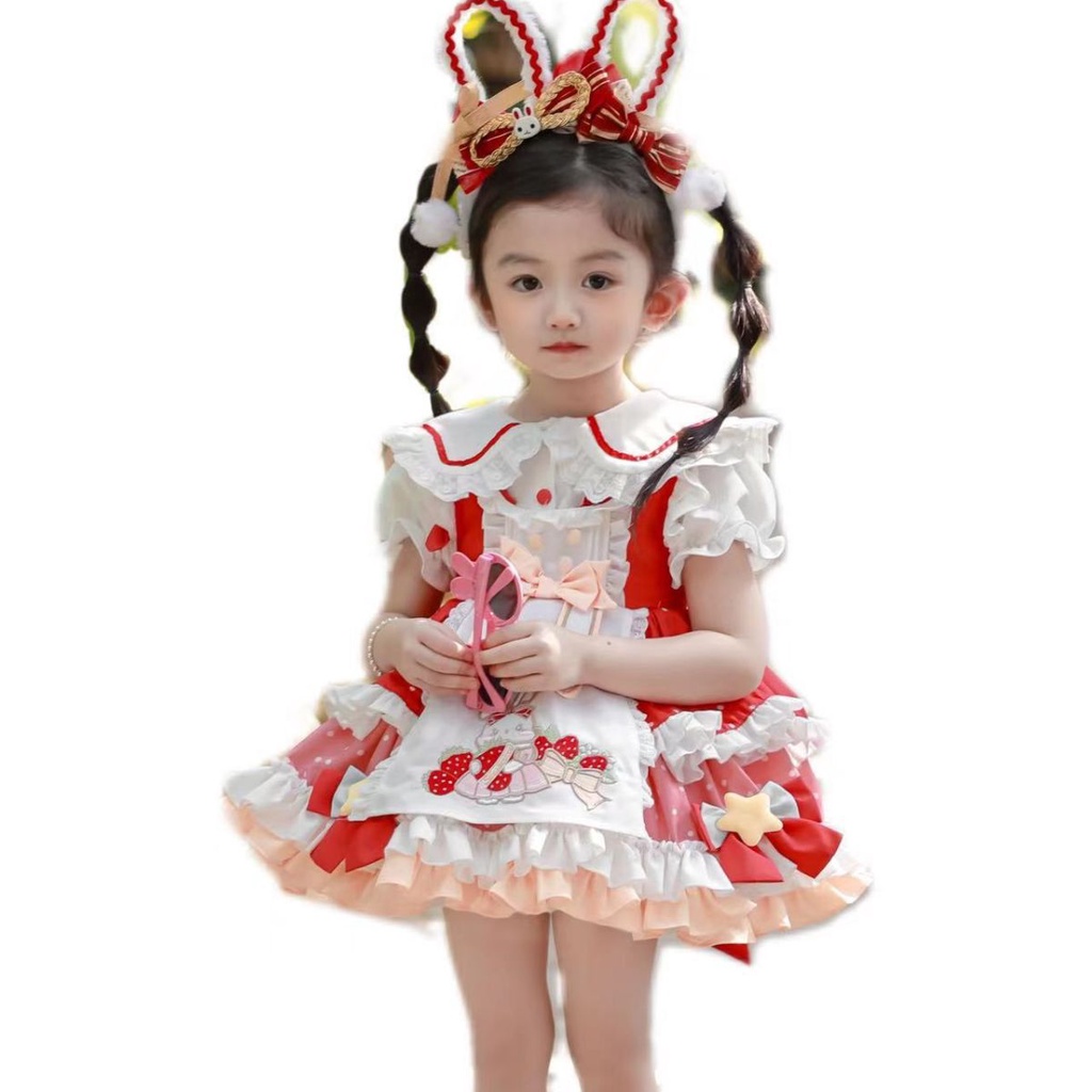 Hàng Mới Về Đầm Công Chúa lolita In Họa Tiết Dâu Tây / Cà Rốt Thời Trang Mùa Thu Cho Bé Gái