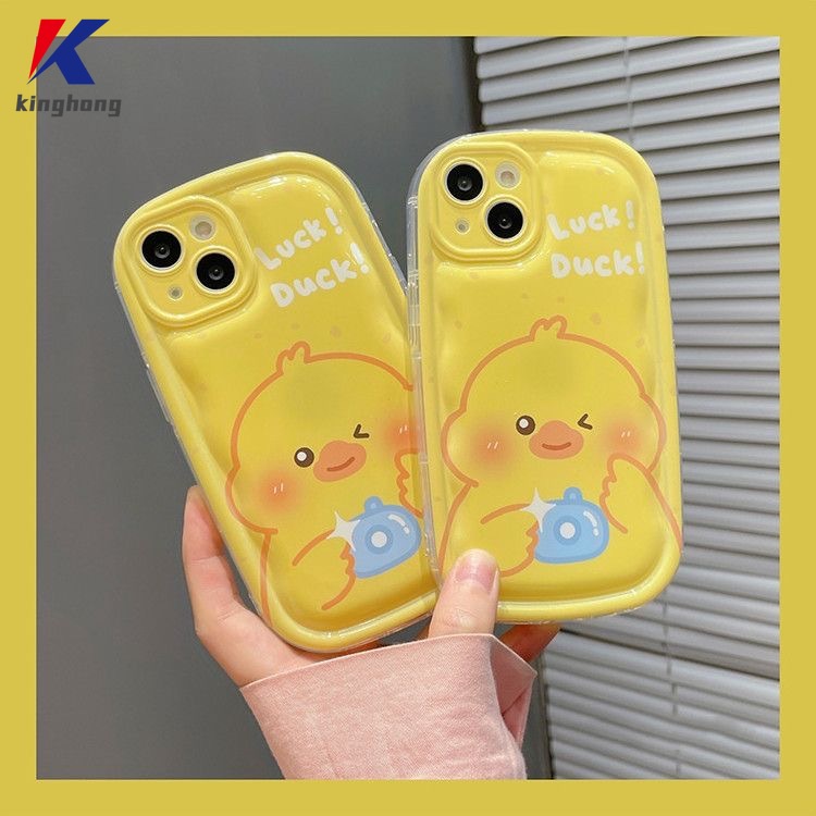 Ốp Điện Thoại Hình Chú Vịt Vàng Kèm Giá Đỡ Cho iphone 11 12 13 14 pro max 6 7 6s 8 14 plus x xr xs max 11 12 13 se