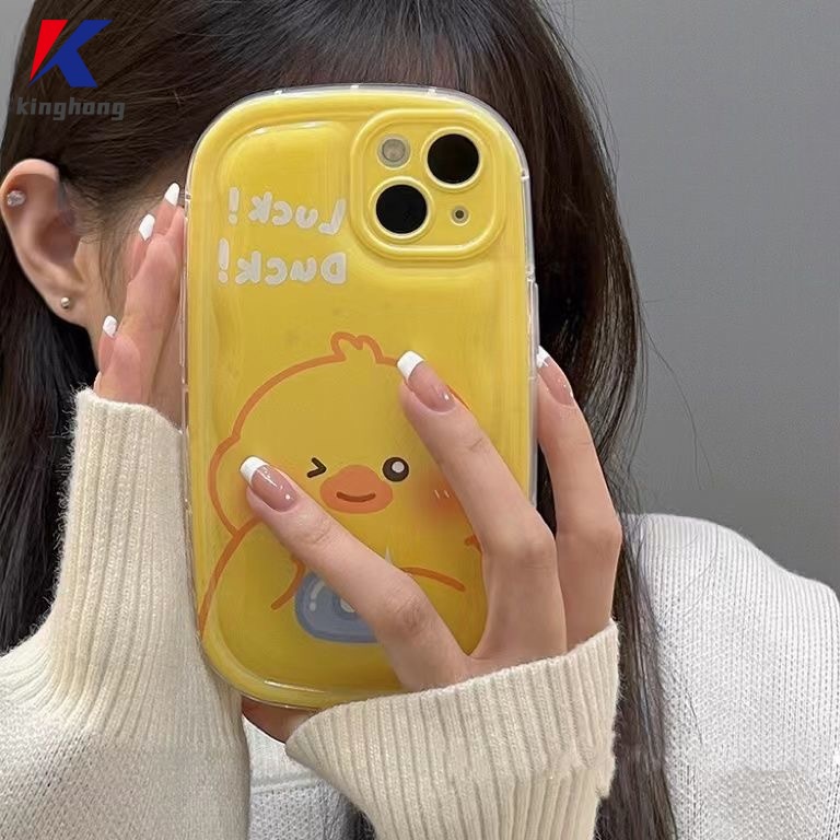 Ốp Điện Thoại Hình Chú Vịt Vàng Kèm Giá Đỡ Cho iphone 11 12 13 14 pro max 6 7 6s 8 14 plus x xr xs max 11 12 13 se