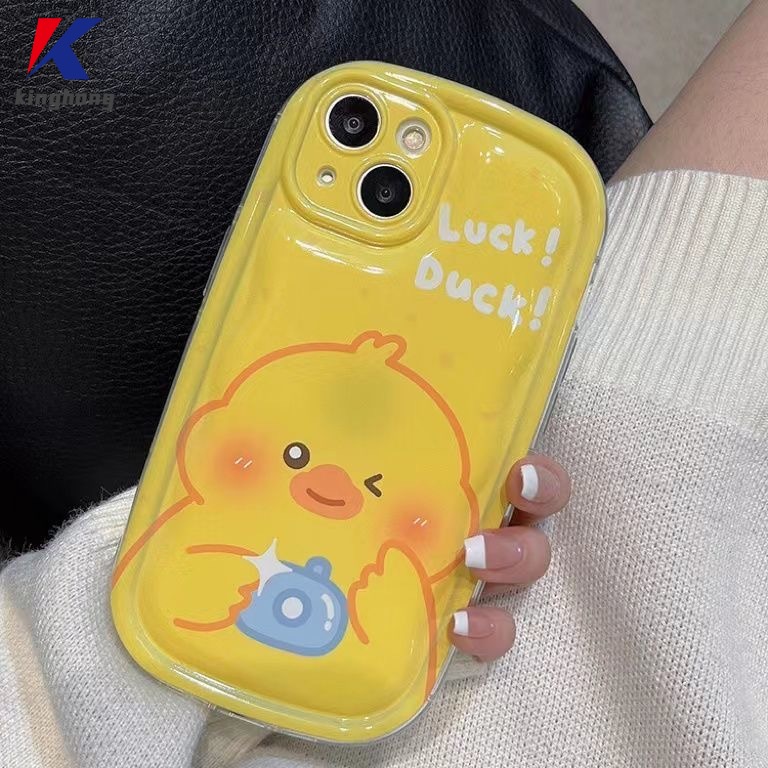 Ốp Điện Thoại Hình Chú Vịt Vàng Kèm Giá Đỡ Cho iphone 11 12 13 14 pro max 6 7 6s 8 14 plus x xr xs max 11 12 13 se