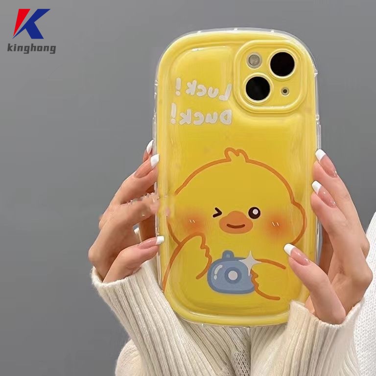 Ốp Điện Thoại Hình Chú Vịt Vàng Kèm Giá Đỡ Cho iphone 11 12 13 14 pro max 6 7 6s 8 14 plus x xr xs max 11 12 13 se