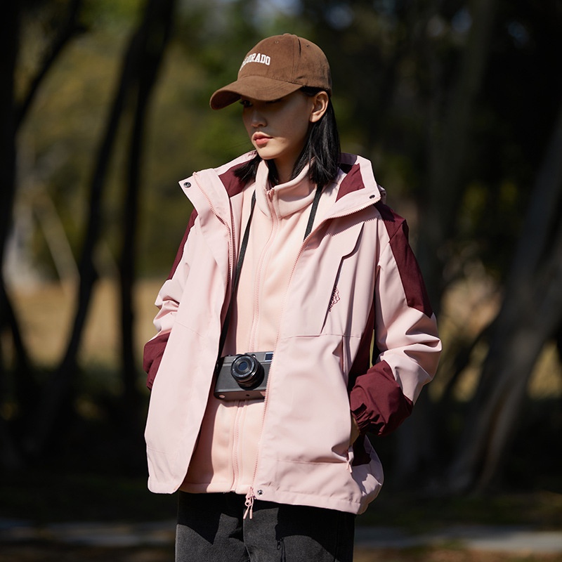 Áo Khoác Thể Thao Ba Trong Một Hai Mảnh Dày Dặn Chống Gió Chống Nước Có Thể Tháo Rời Cho Nữ