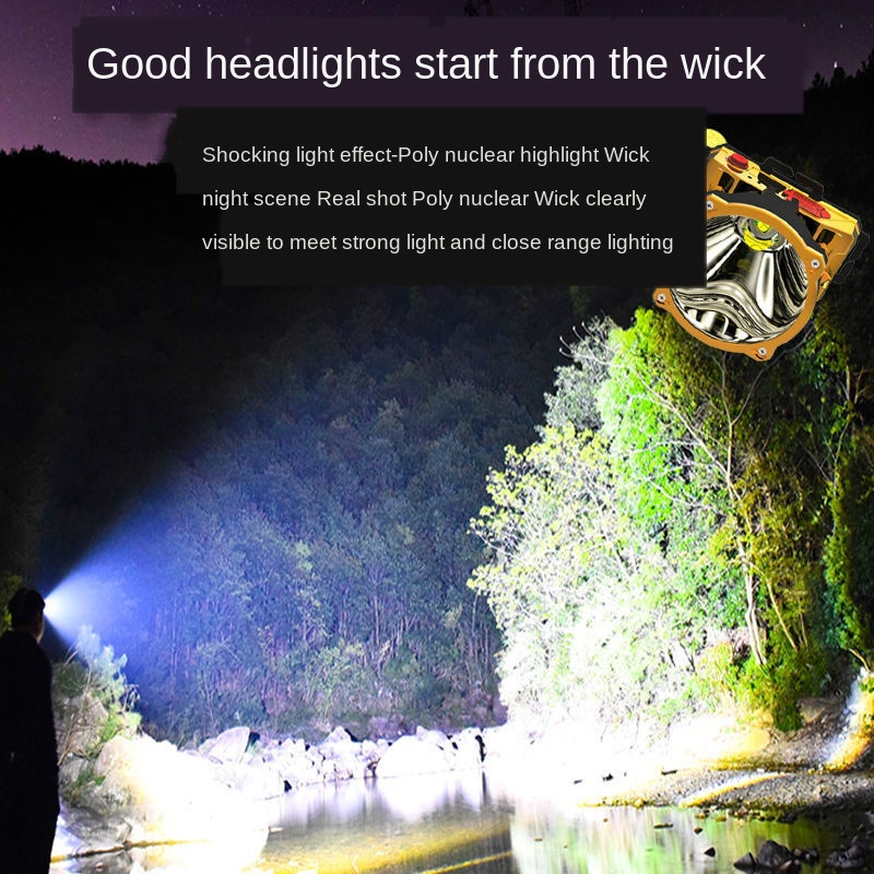 Đèn led Đội Đầu Ánh Sáng Trắng / Vàng Siêu Sáng Chống Thấm Nước Có Thể Sạc Lại Dùng Trong Nhà / Ngoài Trời