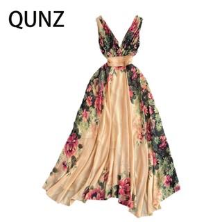 Qunz Bán Sỉ Đầm Dáng Chữ a Mỏng In Họa Tiết Mặt Dây Chuyền Lớn 6261