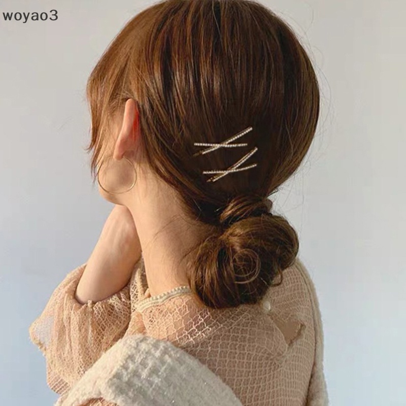 Set 2 Kẹp Tóc Đính Đá Pha Lê Đơn Giản Cho Cô Dâu