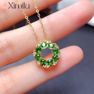 Dây chuyền bạc mặt nhẫn đính đá pha lê xanh lá độc đáo cho nữ