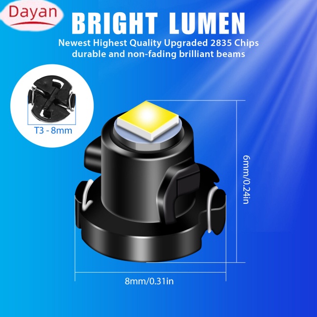 Set 20 Bóng Đèn led t3-8mm Cho Xe Ô Tô