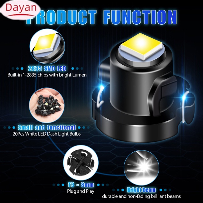 Set 20 Bóng Đèn led t3-8mm Cho Xe Ô Tô