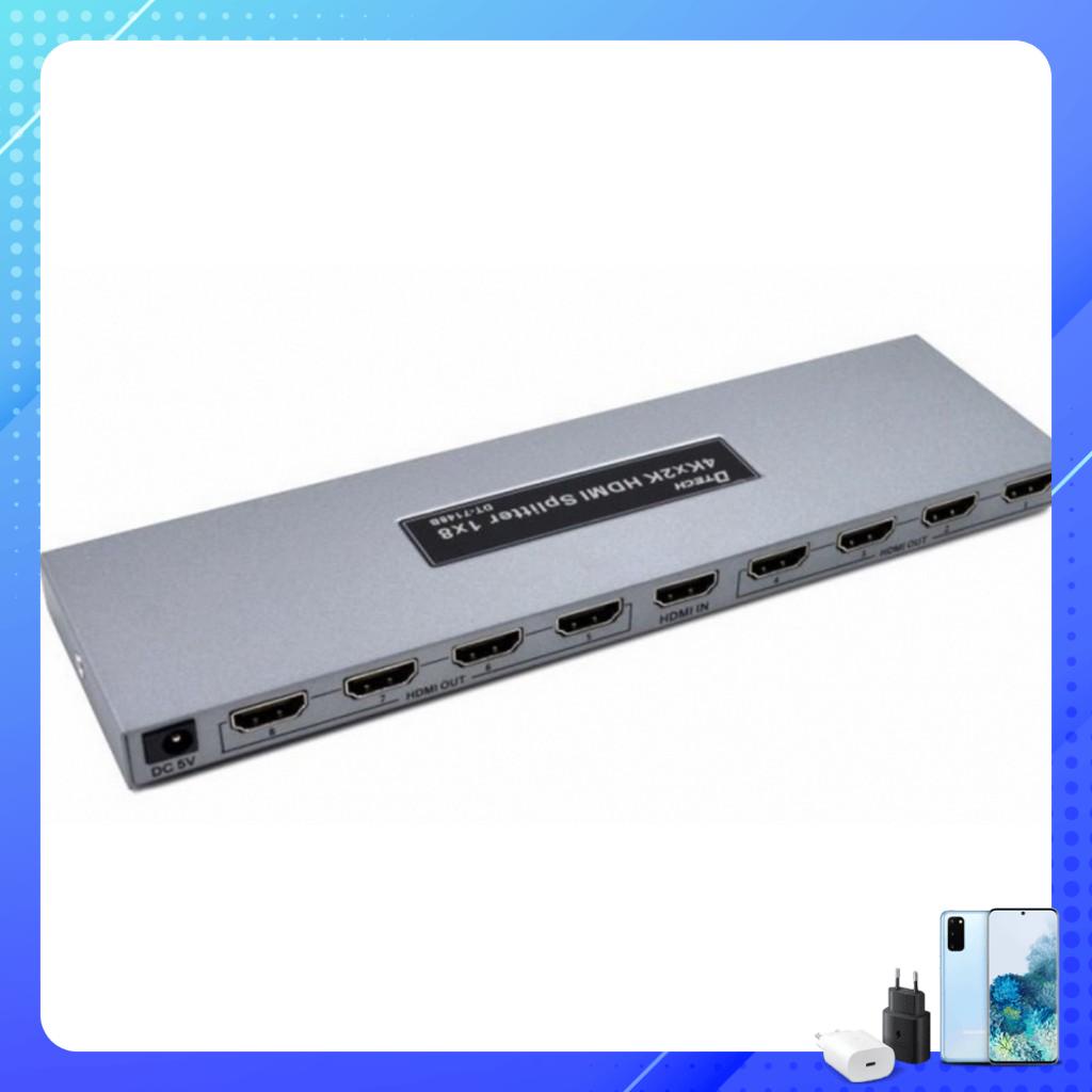 Bộ chia HDMI 1 sang 8 DTECH DT-7148B màu xám vỏ hợp kim nhôm