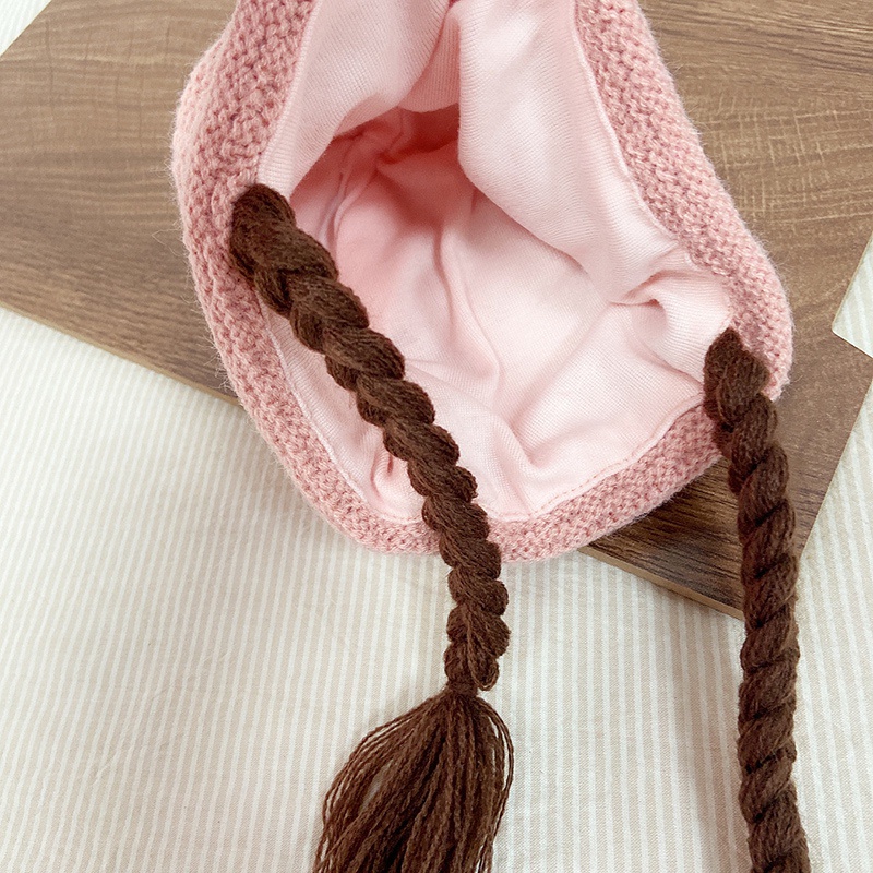 Mũ Len beanie Đính Tóc Giả Dễ Thương Cho Bé