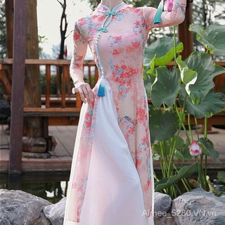Sườn Xám Cách Tân Họa Tiết rhyme Truyền Thống Trung Hoa áo dài cách tân nữ Việt Nam áo kiểu thanh lịch áo dài cách tân váy trang phục biểu diễn