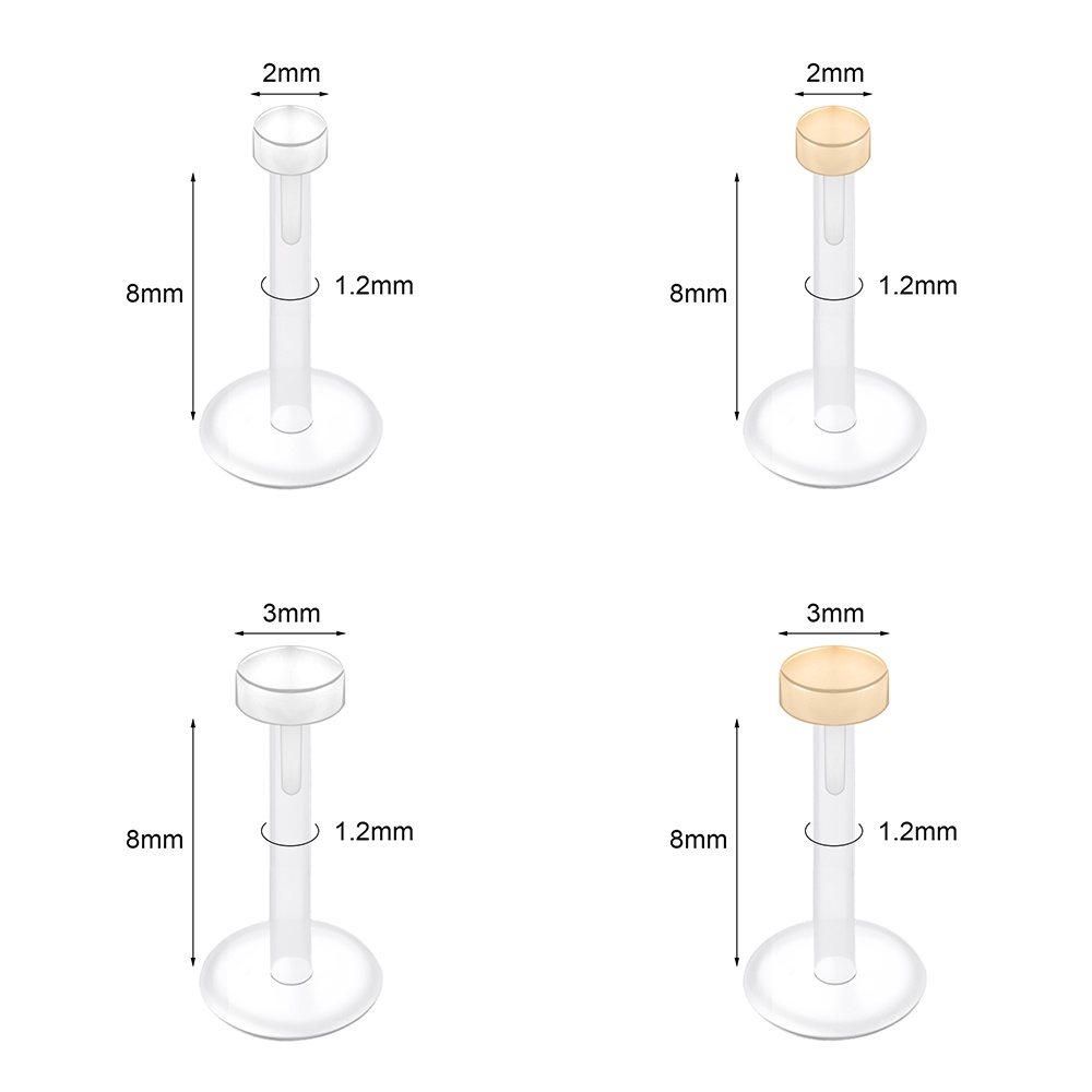 1 Khuyên Xỏ Tai acrylic 16g Hình Đôi Môi Màu Trong Suốt