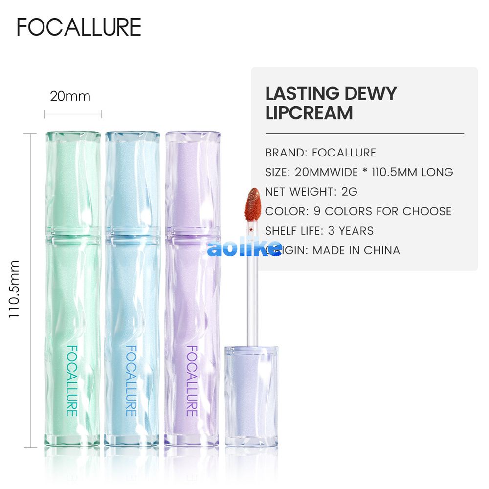 Focallure Pro-Juicy Watery Lip Tint 2g Hàn Quốc Bóng Đầy đặn Sắc tố cao Lâu trôi Môi trần Nhẹ không dính Dưỡng ẩm 9 màu wine01