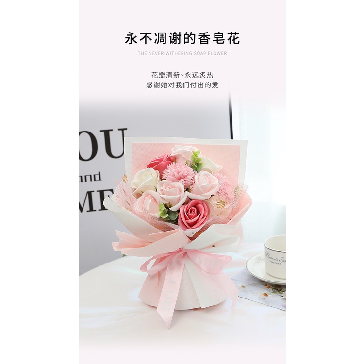 Bó Hoa Hồng Sáp Hoa Cẩm Chướng Nhân Tạo 11 Bông