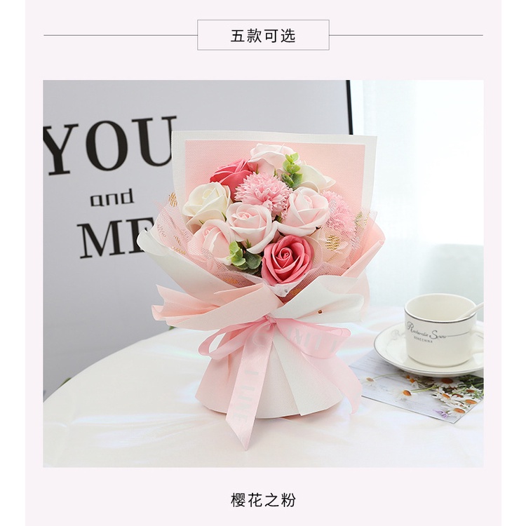 Bó Hoa Hồng Sáp Hoa Cẩm Chướng Nhân Tạo 11 Bông