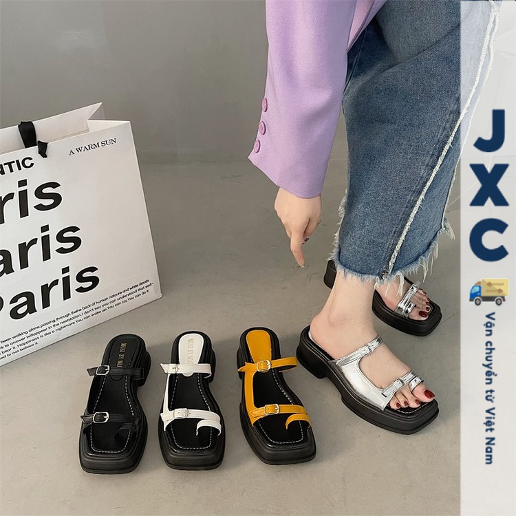 JINxCHOY SHOES Mùa hè mới nhất dày đế một chân đi xăng đan thoải mái thời trang trăm đáp thư giãn vă
