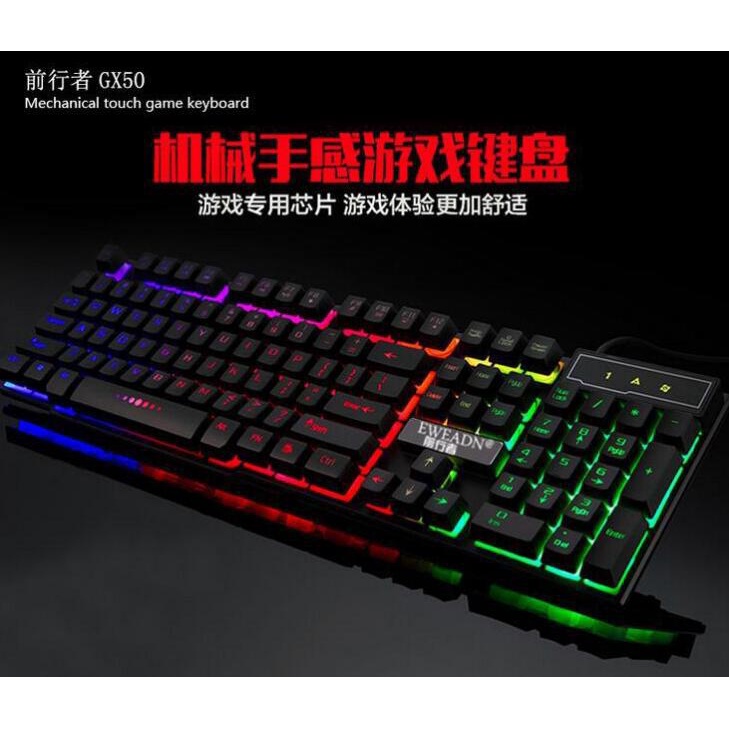 Bàn phím giả cơ gaming kèm có dây với đèn Led 7 màu chuyên dùng cho máy tính PC và Laptop