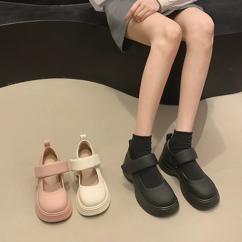 Giày Búp Bê Đế Dày Mũi Tròn Đính Nơ Phong Cách Pháp