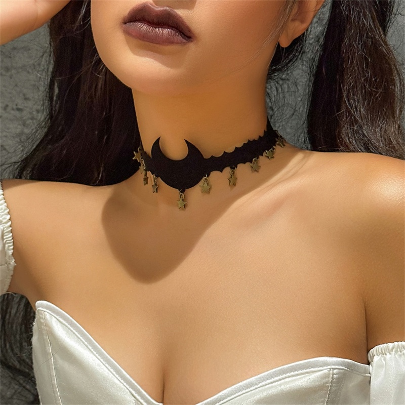 Youyo Vòng Cổ choker Hình Mặt Trăng Ngôi Sao Đính Kim Cương Giả Sành Điệu Làm Đạo Cụ Chụp Ảnh Cho Bé Gái