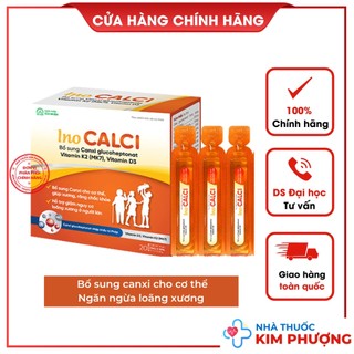 Ino Calci bổ sung Canxi D3 Mk7 hộp 20 ống hỗ trợ xương răng chắc khỏe Ích Nhân Nam Dược