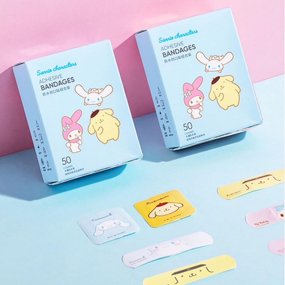 SANRIO Hộp 40 Miếng Dán Vết Thương Họa Tiết Hoạt Hình my melody cinnamoroll Thoáng Khí Chống Thấm Nước