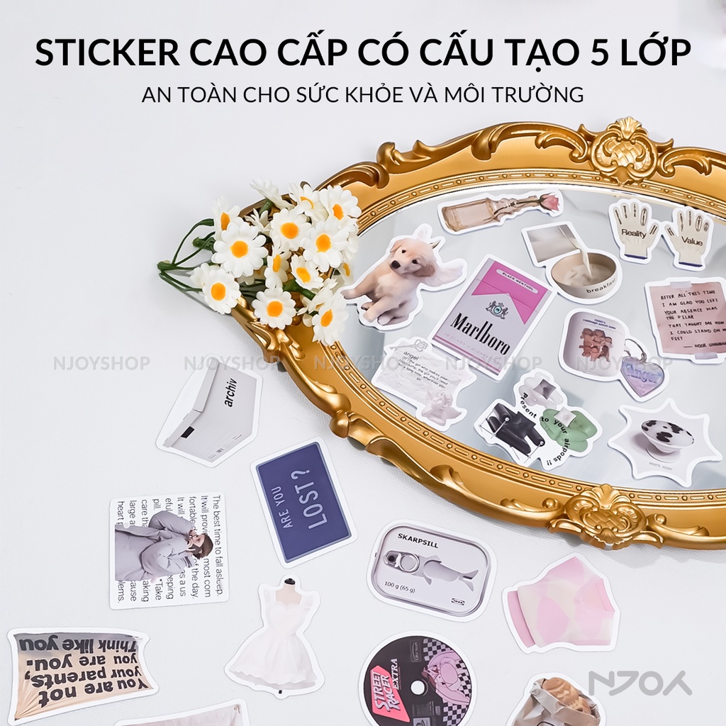 Hình Dán Sticker Đời Sống Hàn Quốc Korean Chó Mèo Chống Thấm Nước Cho Điện Thoại Vali Sổ Mũ Bảo Hiểm Laptop Njoyshop