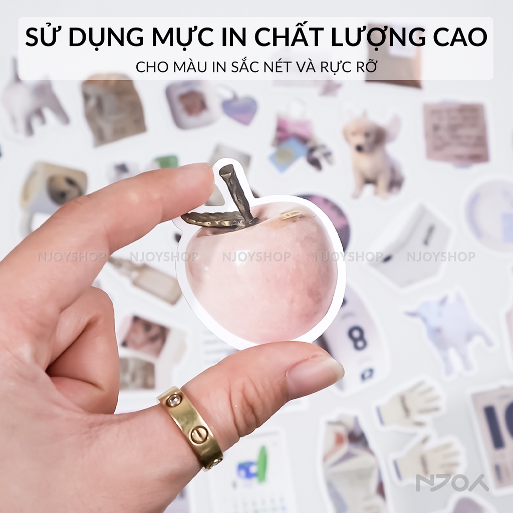 Hình Dán Sticker Đời Sống Hàn Quốc Korean Chó Mèo Chống Thấm Nước Cho Điện Thoại Vali Sổ Mũ Bảo Hiểm Laptop Njoyshop