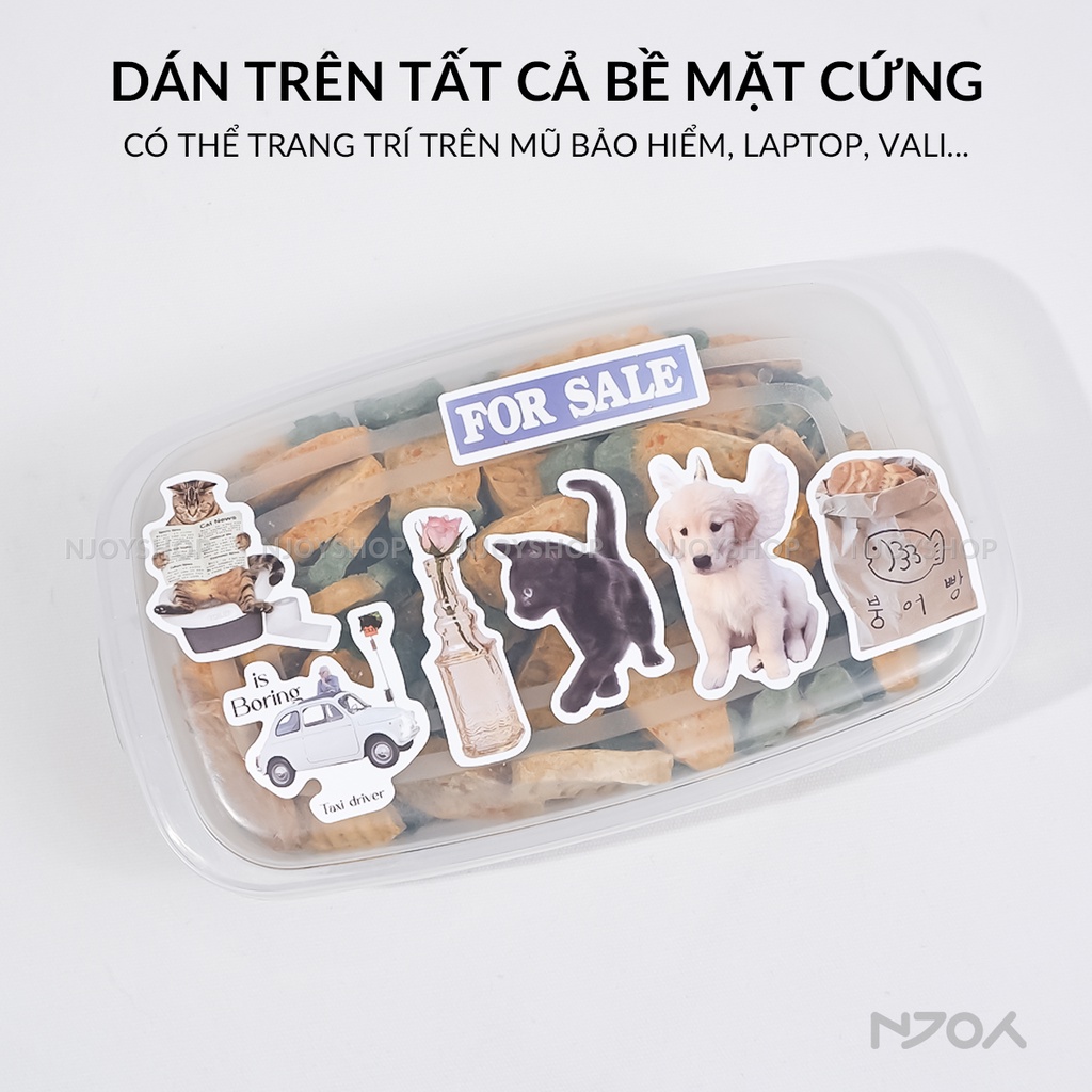 Hình Dán Sticker Đời Sống Hàn Quốc Korean Chó Mèo Chống Thấm Nước Cho Điện Thoại Vali Sổ Mũ Bảo Hiểm Laptop Njoyshop