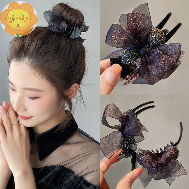 Vastji Kẹp Tóc Nơ Đính Đá Thời Trang Cho Nữ vn