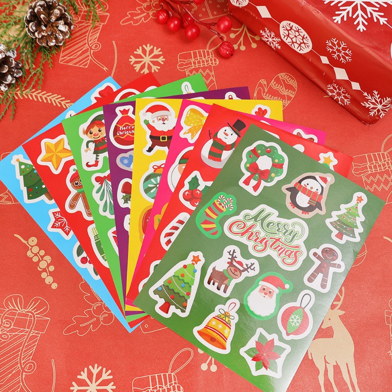 1 Tấm Nhãn Dán Trang Trí Giáng Sinh Hình Ông Già Noel Tuần Lộc Dễ Thương