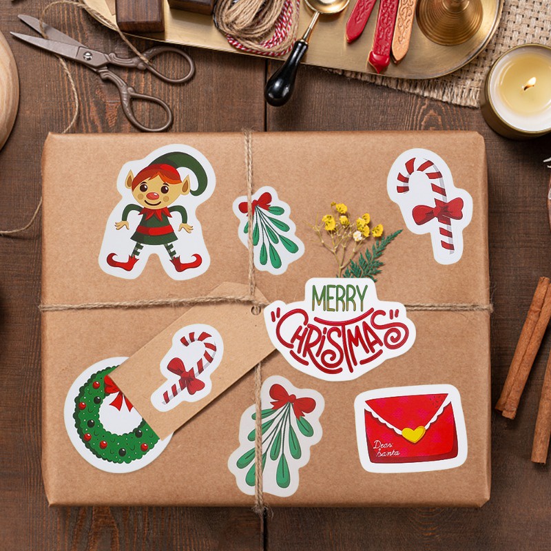 1 Tấm Nhãn Dán Trang Trí Giáng Sinh Hình Ông Già Noel Tuần Lộc Dễ Thương