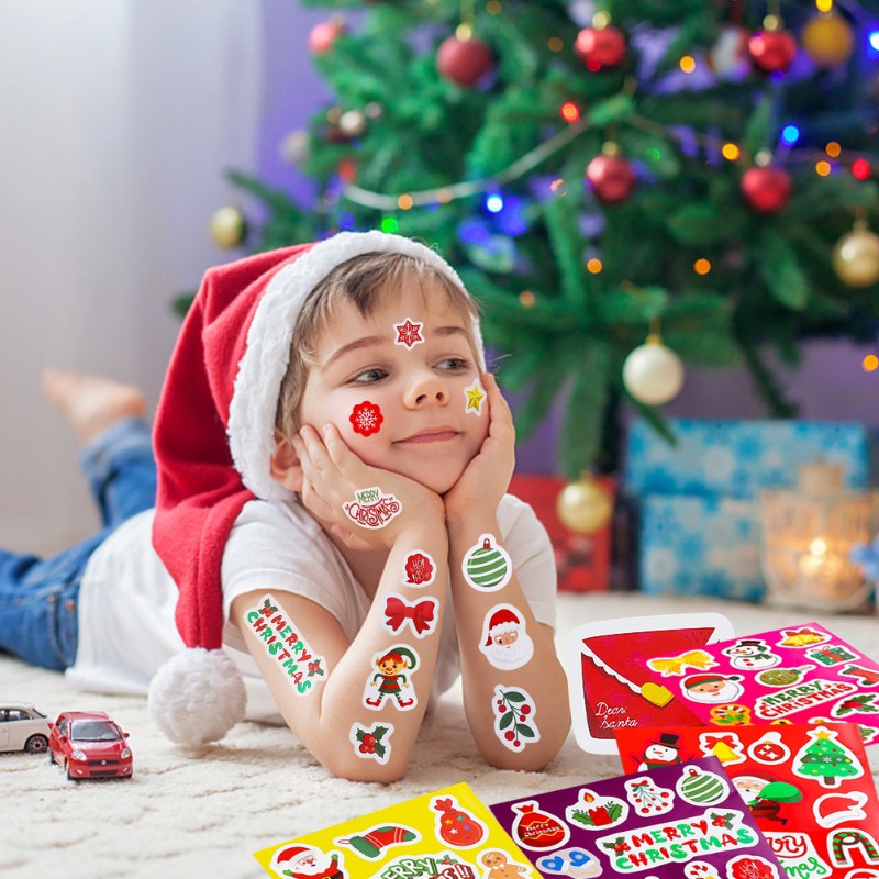 1 Tấm Nhãn Dán Trang Trí Giáng Sinh Hình Ông Già Noel Tuần Lộc Dễ Thương