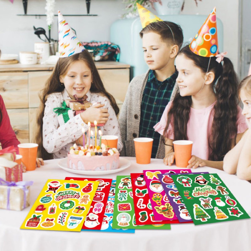 1 Tấm Nhãn Dán Trang Trí Giáng Sinh Hình Ông Già Noel Tuần Lộc Dễ Thương