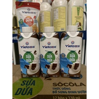 1 thùng 12 hộp sữa dừa uht socola vietcoco cải thiện hệ miễn dịch hộp 330ml