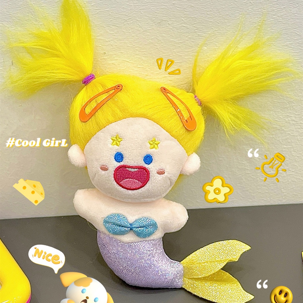 1 Búp Bê Nàng Tiên Cá Hoạt Hình Bằng cotton Kích Thước 14Cm 12Cm