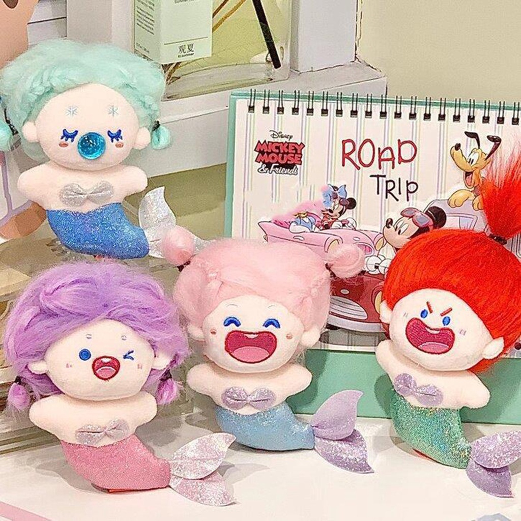 1 Búp Bê Nàng Tiên Cá Hoạt Hình Bằng cotton Kích Thước 14Cm 12Cm