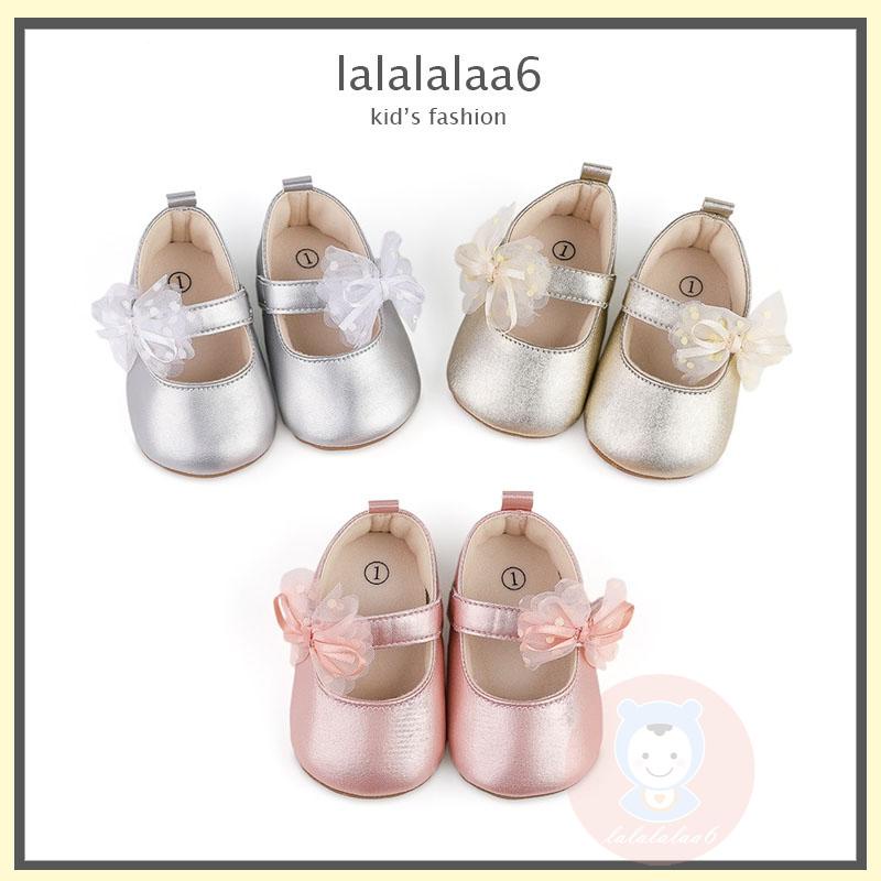 Laa6-giày Công Chúa Phối Lưới Chấm Bi Đính Nơ Cho Bé Gái