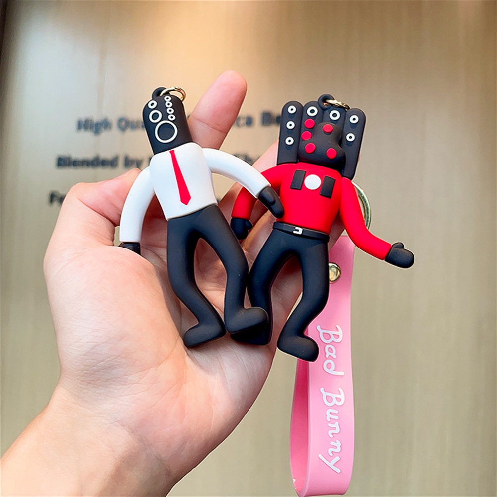 Skibidi Vệ Sinh Tivi Người Vs Màn Hình Móc Khóa 3D Ba Chiều Xe Búp Bê Móc Khóa Mặt Dây Chuyền Trang Trí Tặng Bán
