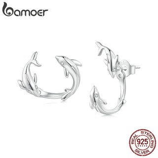 Bamoer Bông Tai Bạc sterling 925 Hình Cá Heo