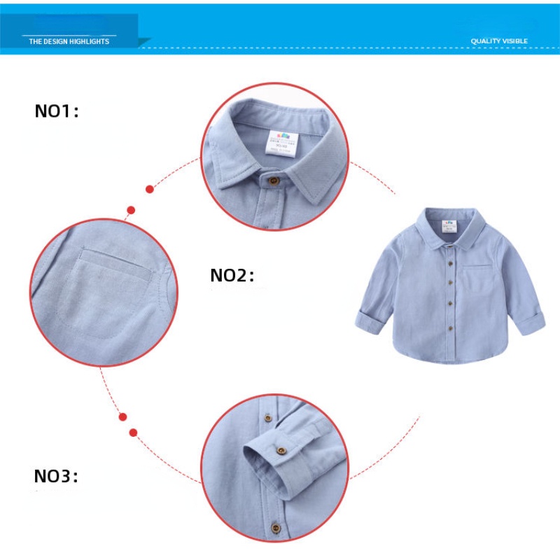 Áo Sơ Mi Dài Tay Thiết Kế Mới Thời Trang Mùa Thu Đông Dành Cho Bé Trai