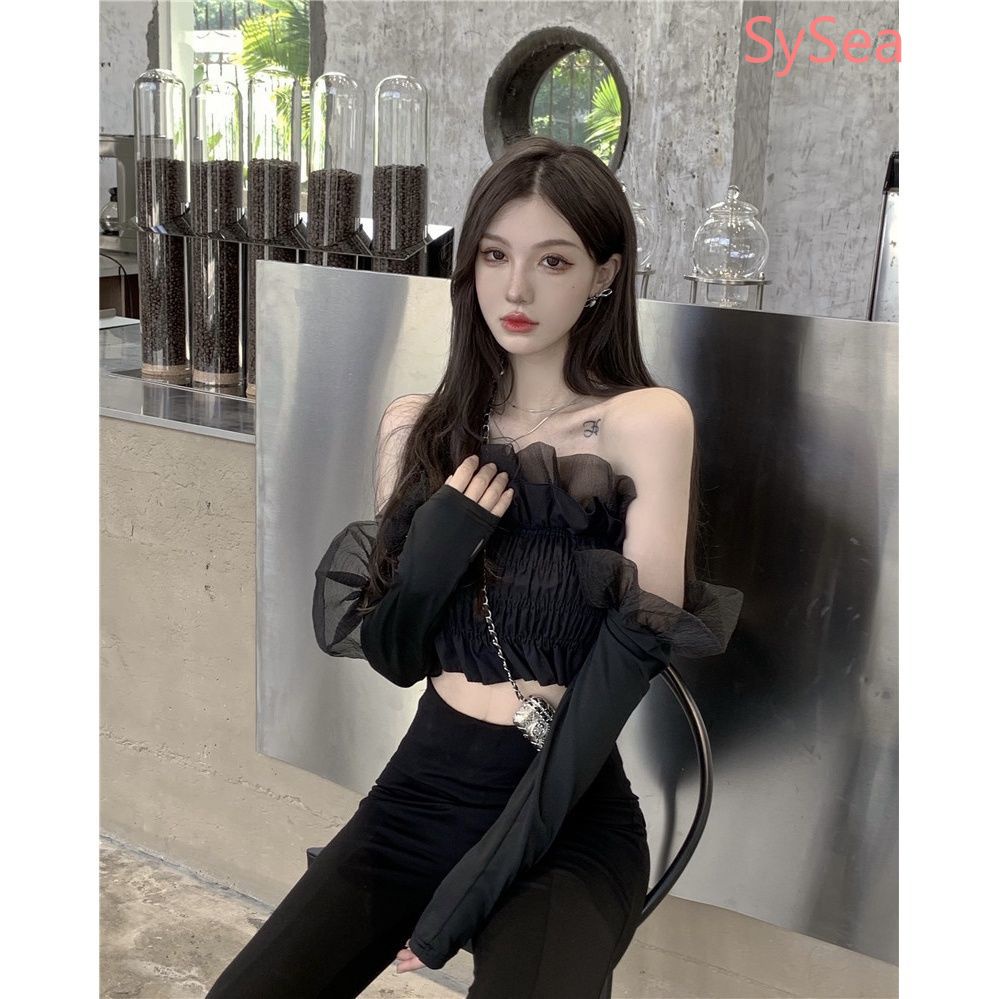 Áo Kiểu Tay Dài Trễ Vai Dáng Ôm Gợi Cảm Cho Nữ