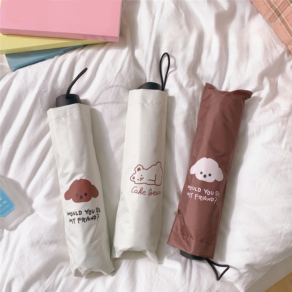 Hoạt Hình Dễ Thương Cún Con Gấu Upf50+ Dù Học Sinh Gấp Di Động Ô Dù Cho Bé Gái -Rosser2