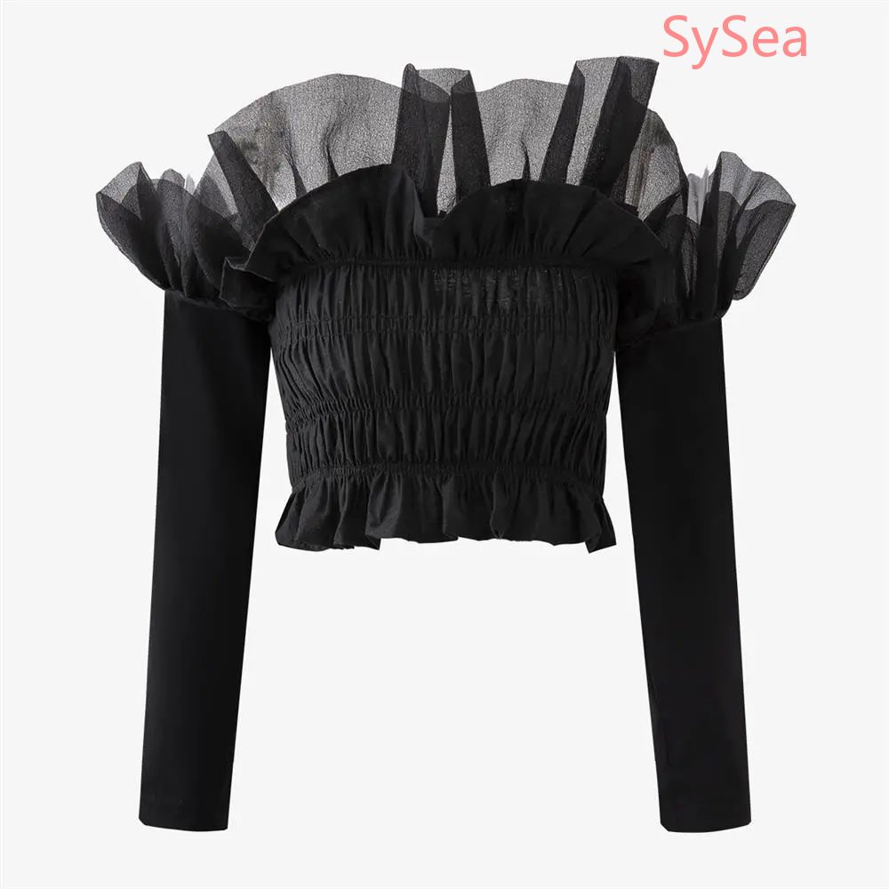 Áo Kiểu Tay Dài Trễ Vai Dáng Ôm Gợi Cảm Cho Nữ