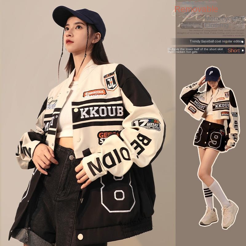Áo Khoác Bóng Chày Phong Cách harajuku Mỹ Thiết Kế Mới 2023 y2k Có Thể Tháo Rời