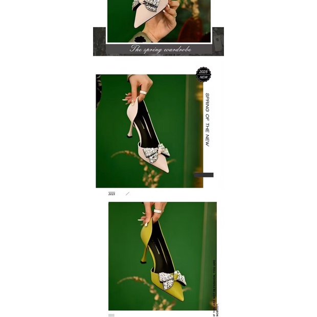 Giày Cao Gót Mũi Nhọn Đính Đá Thời Trang Dành Cho Nữ