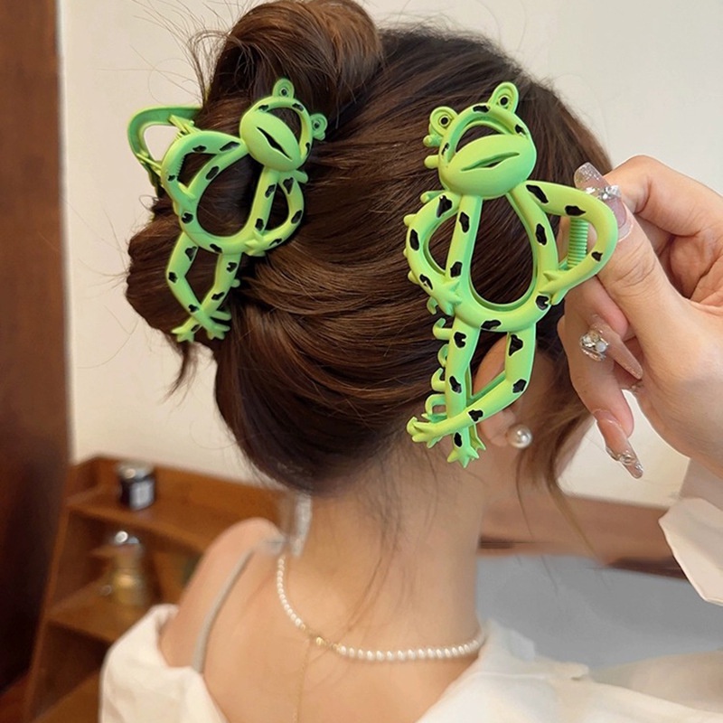 Kẹp Tóc Kim Loại Hình Hàm Ếch Xanh Phong Cách Hàn Quốc Cho Nữ