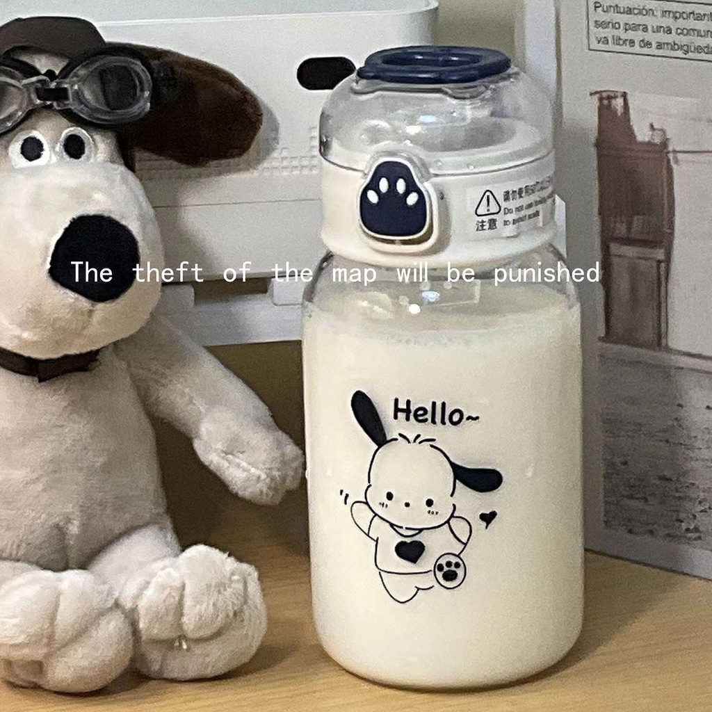 Bình Nước Nhựa Hình Chân Mèo Dễ Thương Có Ống Hút Tiện Lợi