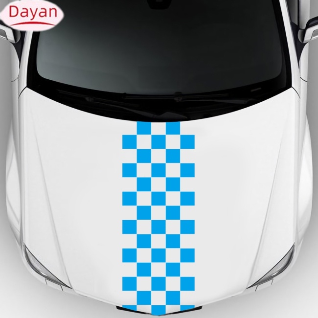 Miếng Dán Đề Can vinyl Sọc Caro Trang Trí Đầu Xe Đua Thể Thao