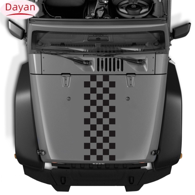 Miếng Dán Đề Can vinyl Sọc Caro Trang Trí Đầu Xe Đua Thể Thao