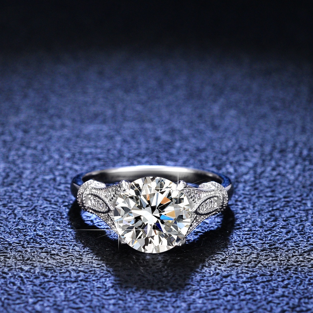 Nhẫn Mạ Bạc 3 carat s925 Đính Kim Cương Nhân Tạo Cho Nữ